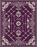 Regal Plum Floral Lattice Design Rug