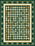 Green Gold Cream Diamond Pattern Rug