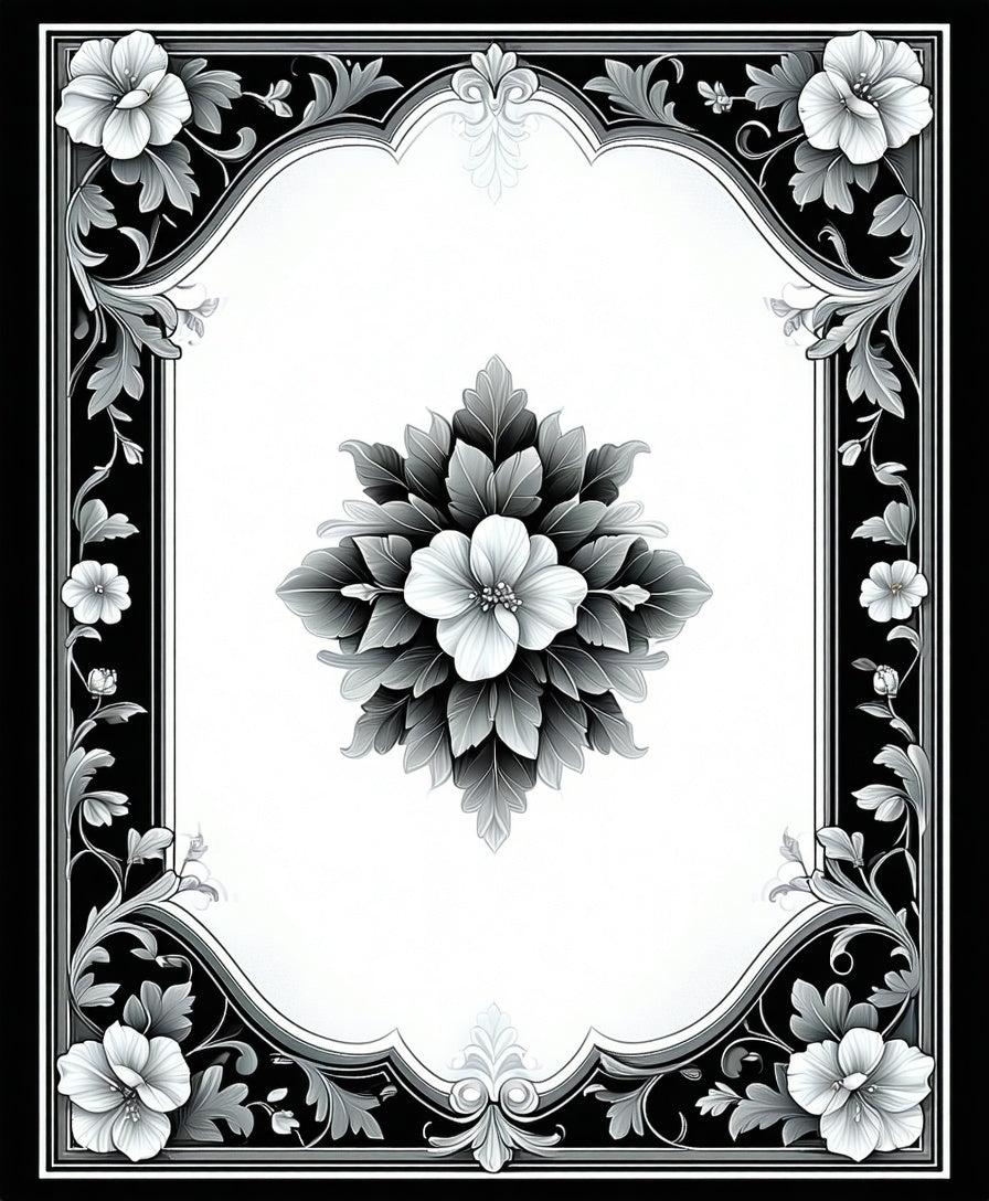 Ornate Floral Frame Design Rug