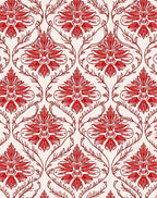 Elegant Red Floral Damask Pattern Rug
