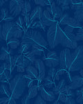 Deep Blue Feather Branch Pattern Rug