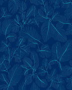 Deep Blue Feather Branch Pattern Rug