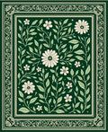 Dark Green Floral Botanical Rug