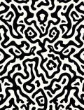 Black White Organic Maze Pattern Rug