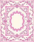 Ornate Pink Filigree Swirls Design Rug