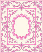Ornate Pink Filigree Swirls Design Rug