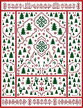 Red Green Christmas Forest Scene Rug