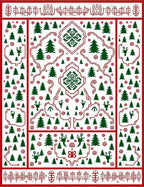 Red Green Christmas Forest Scene Rug