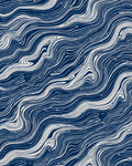 Naval Blue Swirl Wave Pattern Rug