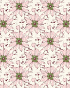 Whimsical Pink Floral Drawing Pattern Rug