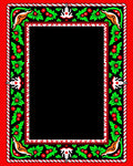Vibrant Red Holly Folk Art Border Rug