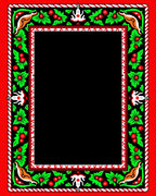 Vibrant Red Holly Folk Art Border Rug
