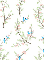 Birds on Branch with Cherry Blossoms Rug