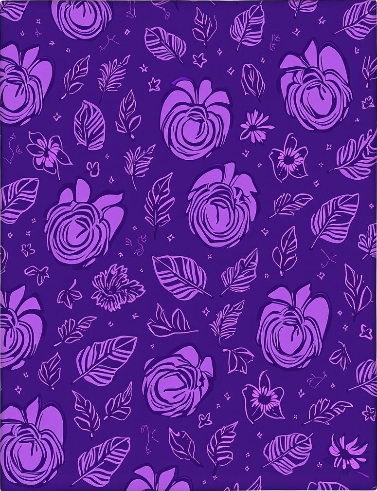 Purple Floral Leaf Pattern Design Rug