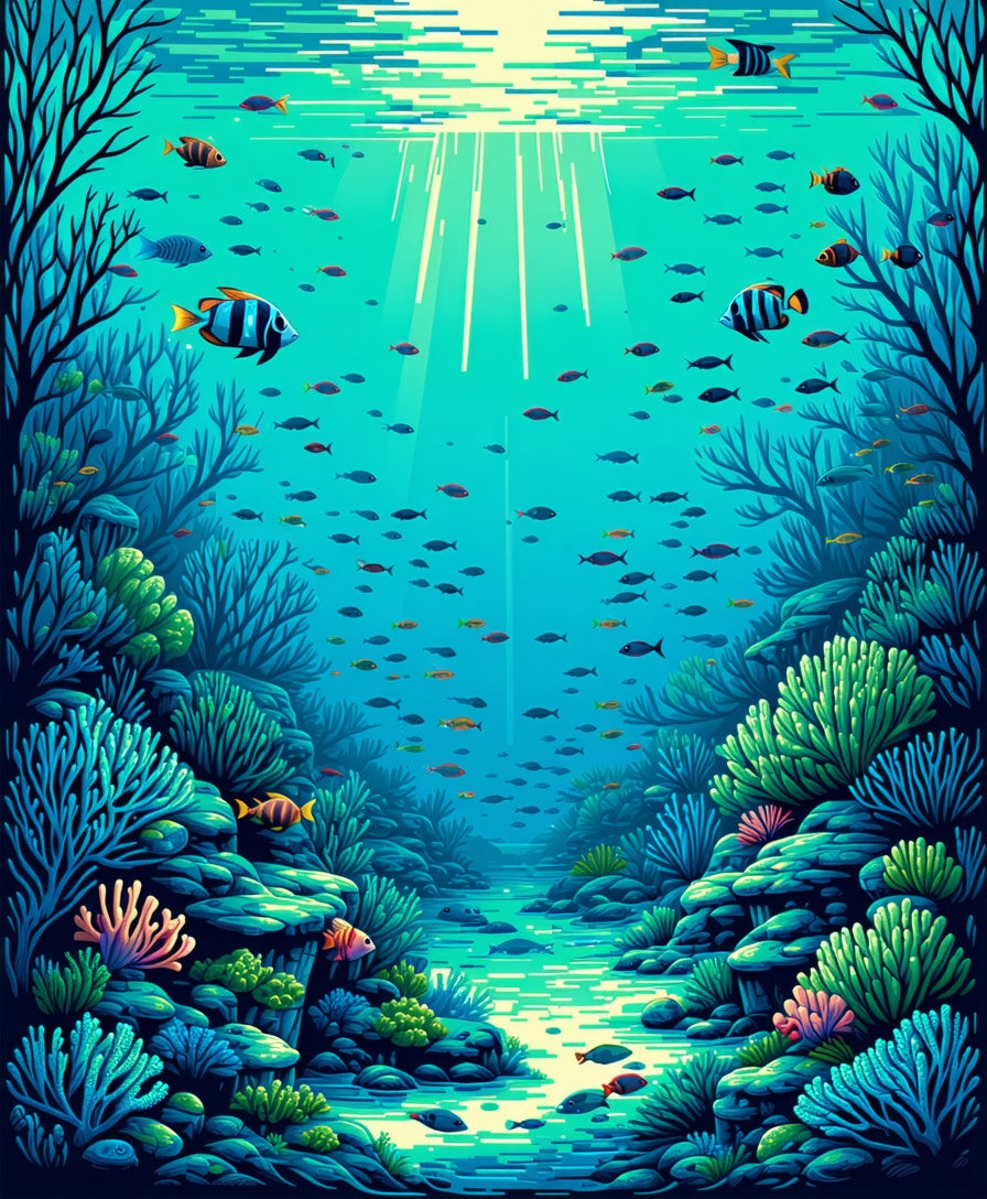 Vibrant Coral Reef Fish Design Rug