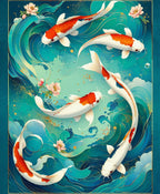 Vibrant Koi Fish Ocean Waves Art Rug