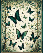 Emerald Butterflies on Verdant Branches Rug