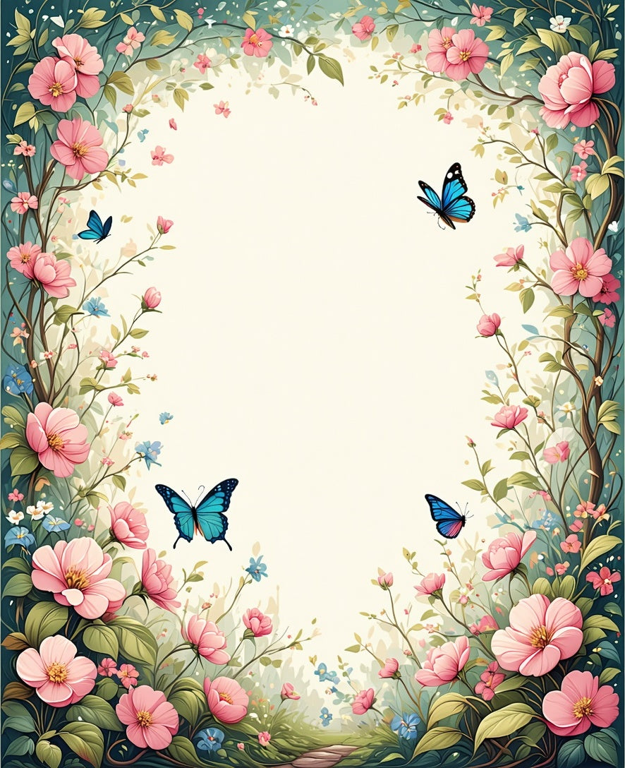 Vibrant Butterfly Floral Garden Pattern Rug