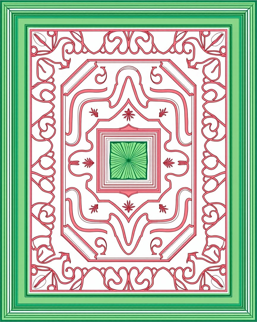 Geometric Floral Vine Pattern Rug