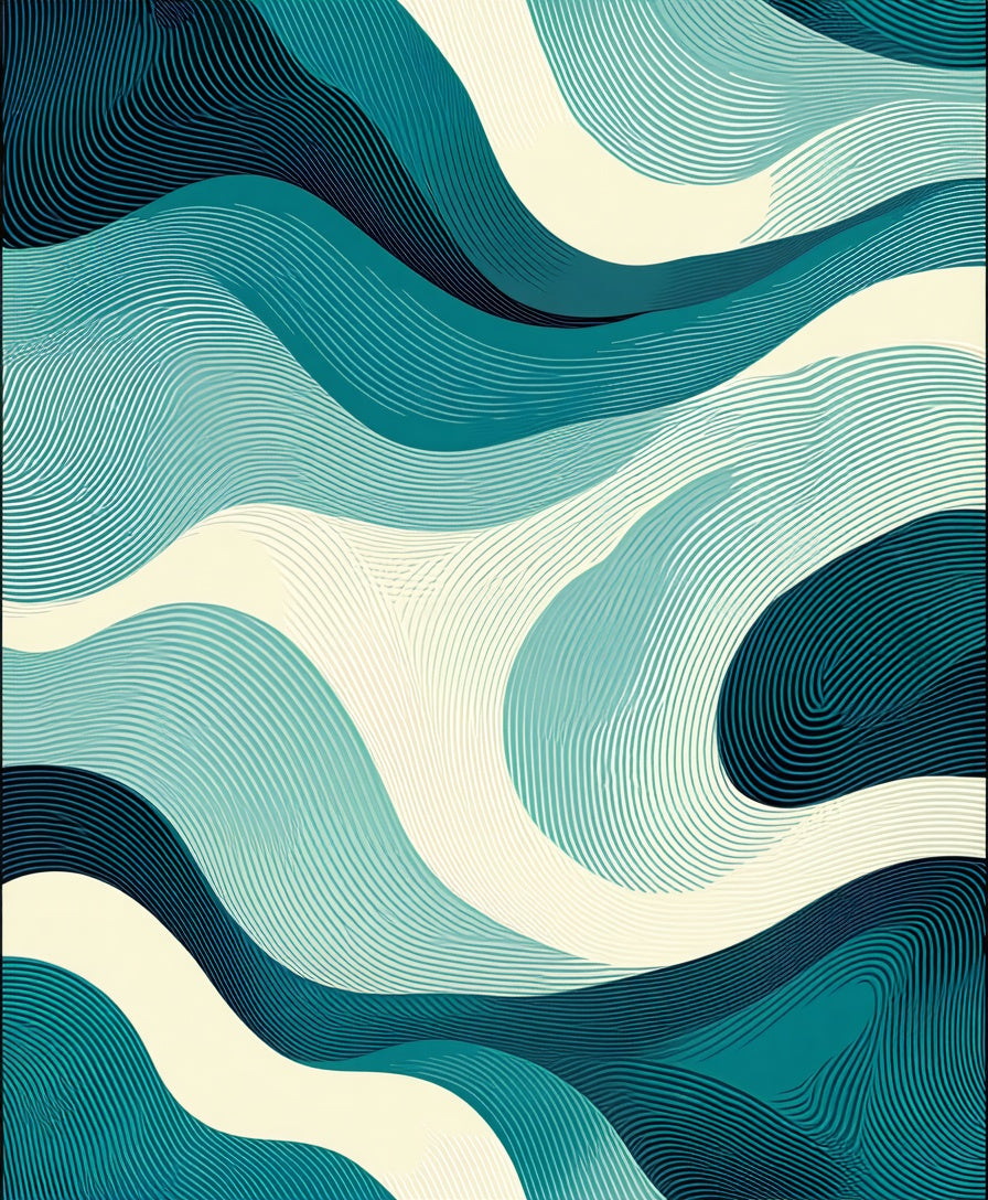 Abstract Blue Wave Pattern Rug