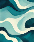 Abstract Blue Wave Pattern Rug