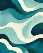 Abstract Blue Wave Pattern Rug