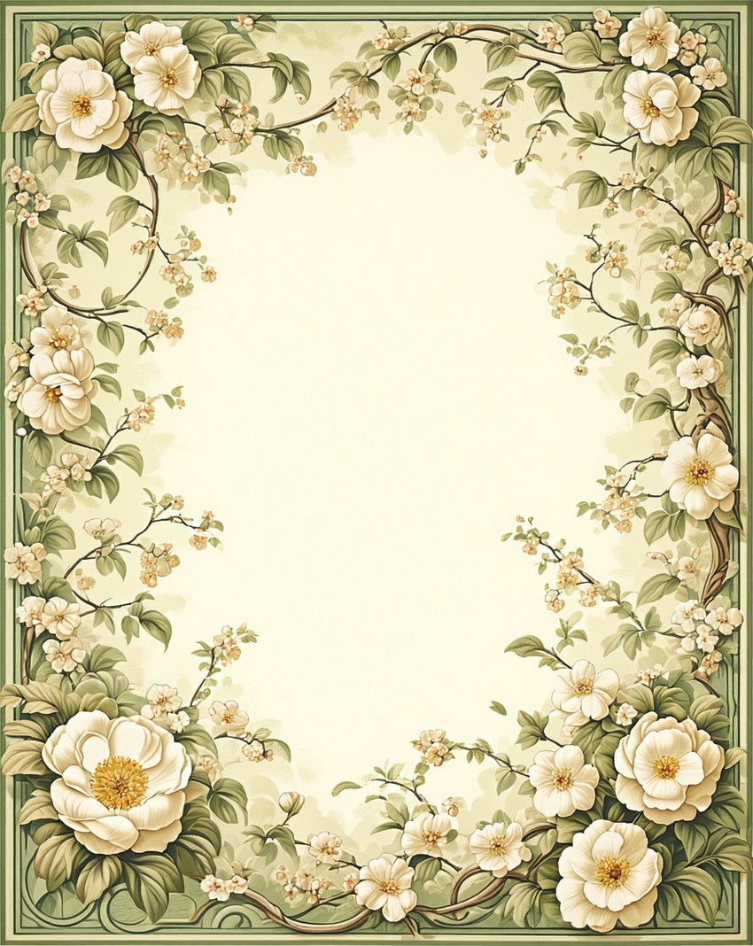Elegant Vintage Botanical Floral Design Rug