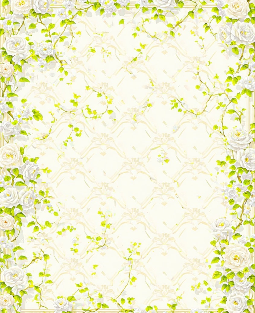 Floral Vine Patterned Ivory Rug