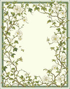 Delicate Blooming Vine Border Design Rug