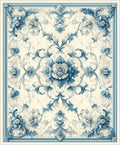 Classic Blue Floral Damask Rug