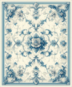 Classic Blue Floral Damask Rug