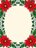 Vivid Red Poinsettia Floral Frame Rug