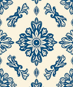 Classic Blue Floral Motif Rug