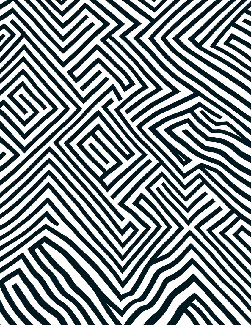 Monochromatic Maze Lines Rug