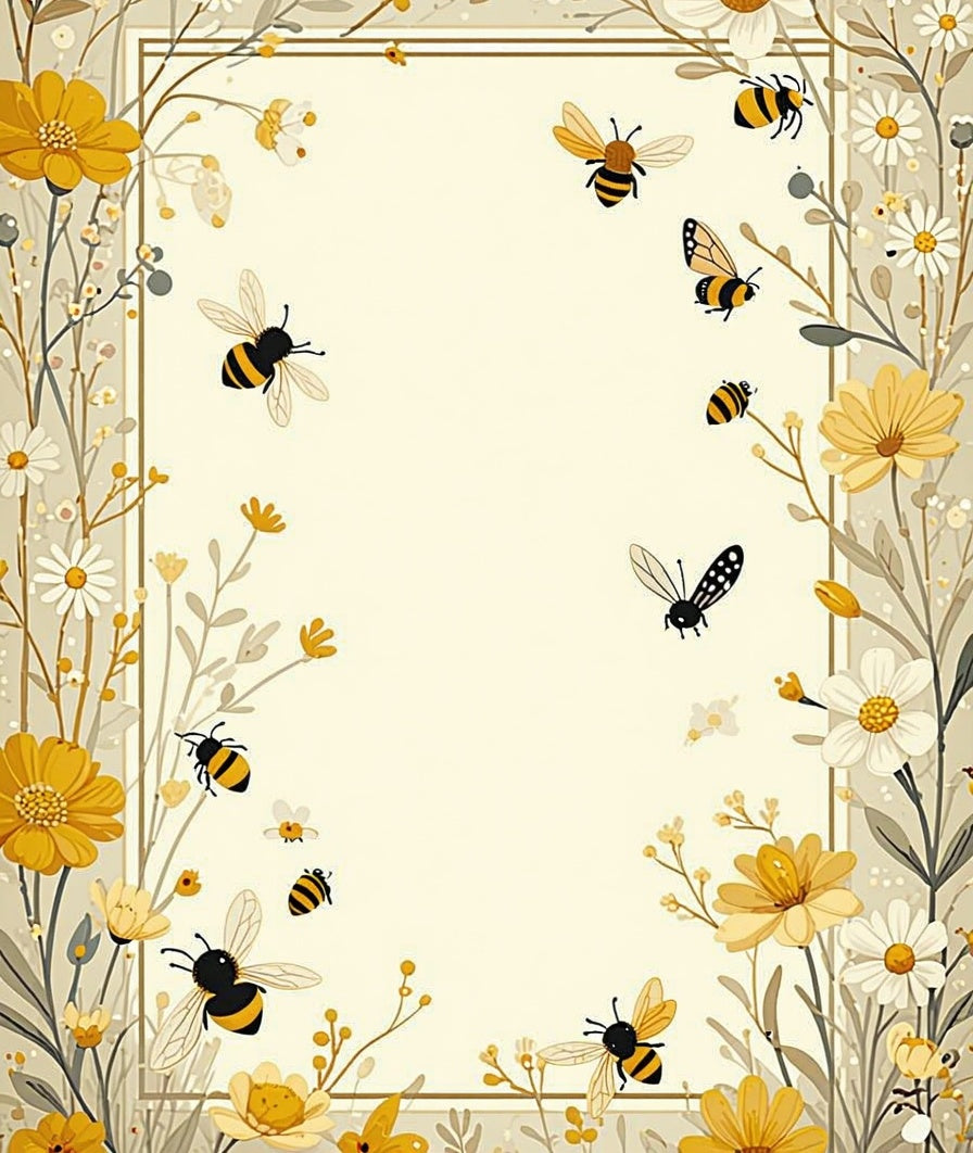 Sweet Bee Yellow Floral Design Rug