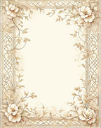 Vintage Floral Vine With Geometric Borders Rug