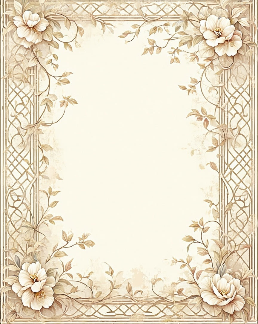 Vintage Floral Vine With Geometric Borders Rug