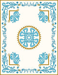 Light Blue Gold Floral Pattern Rug