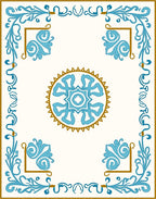 Light Blue Gold Floral Pattern Rug