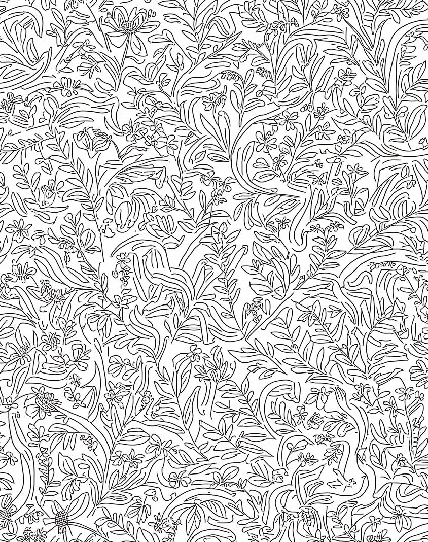 Botanical Line Art Pattern Rug