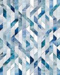 Geometric Blue White Water Effect Rug