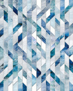 Geometric Blue White Water Effect Rug