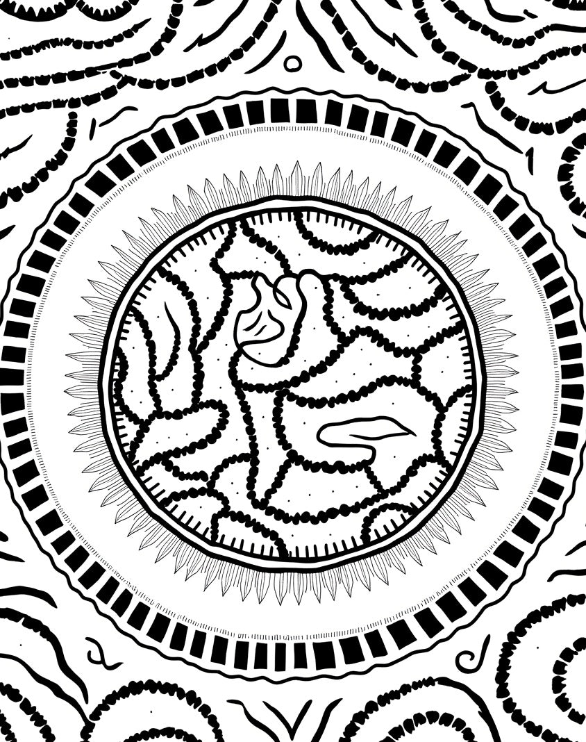 Abstract Lined Mandala Pattern Rug