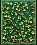 Green Vine And Leaf Patterned Rug