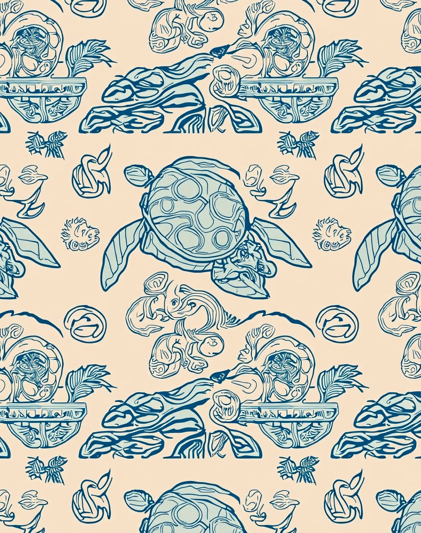 Blue Turtle Nautical Motif Rug