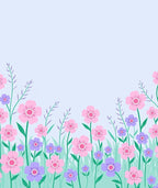Pastel Floral Meadow Pattern Rug