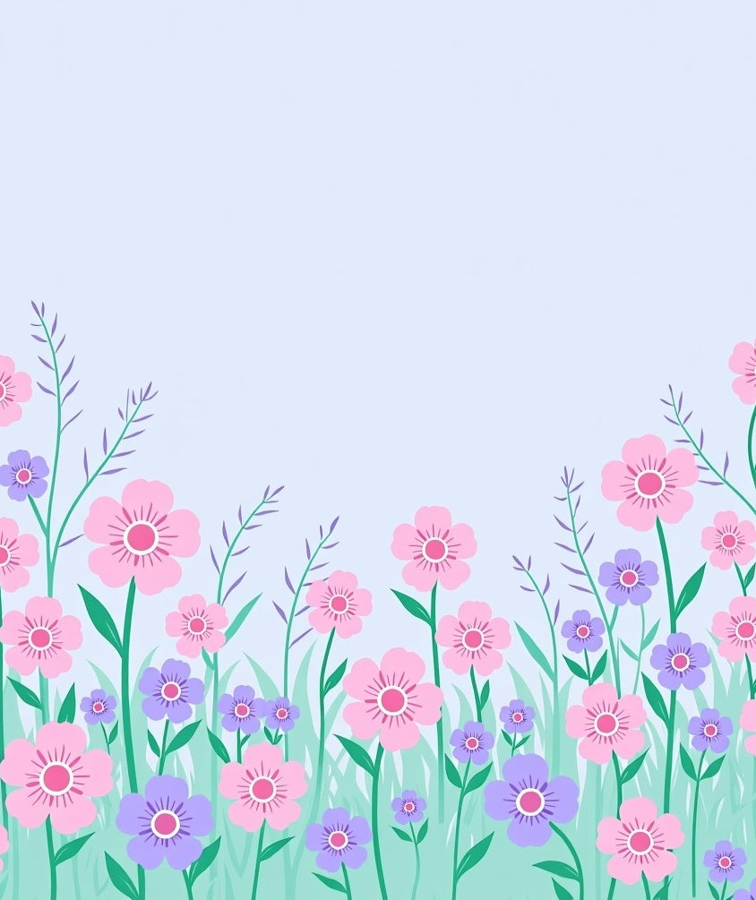 Pastel Floral Meadow Pattern Rug