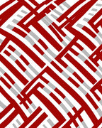 Bold Red White Interlocking Lines Rug