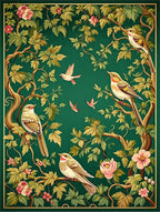 Birds and Blossoms Nature Pattern Rug