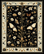 Vintage Butterfly Garden Botanical Design Rug